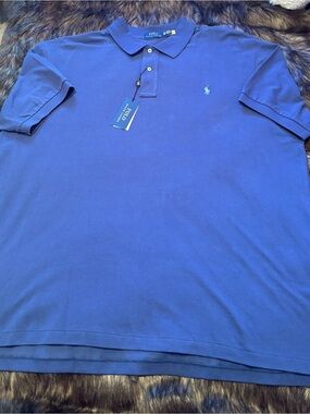 Ralph Lauren Men's Polo Shirt in Blue with Light Blue Pony Logo